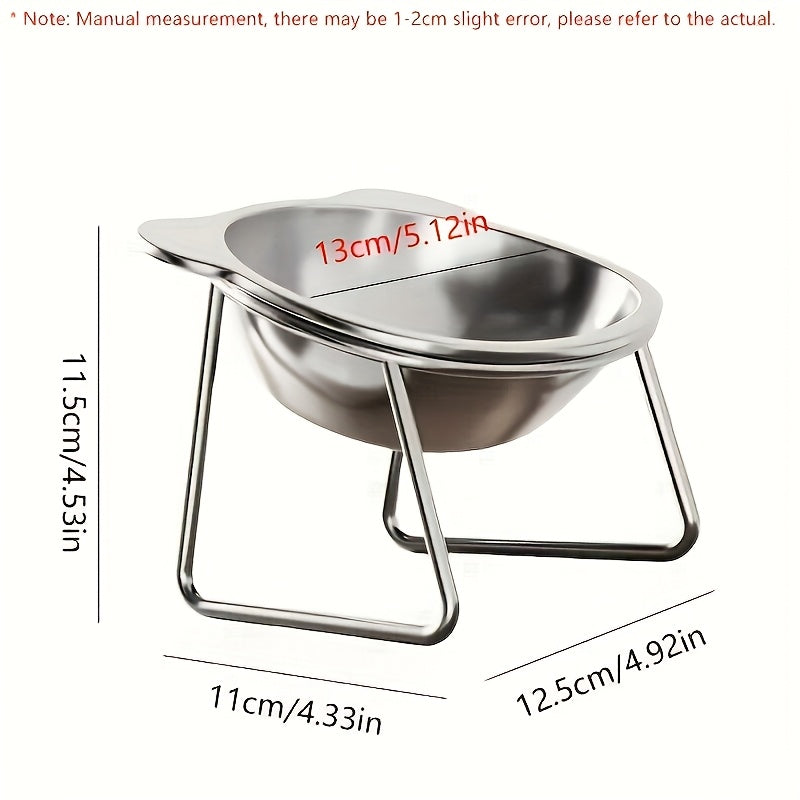 Comedouro e bebedouro elevado para gatos em aço inoxidável - Possui base larga que evita derramamentos, altura ajustável, design fácil de limpar com bordas que previnem derramamentos e estrutura durável e resistente à f