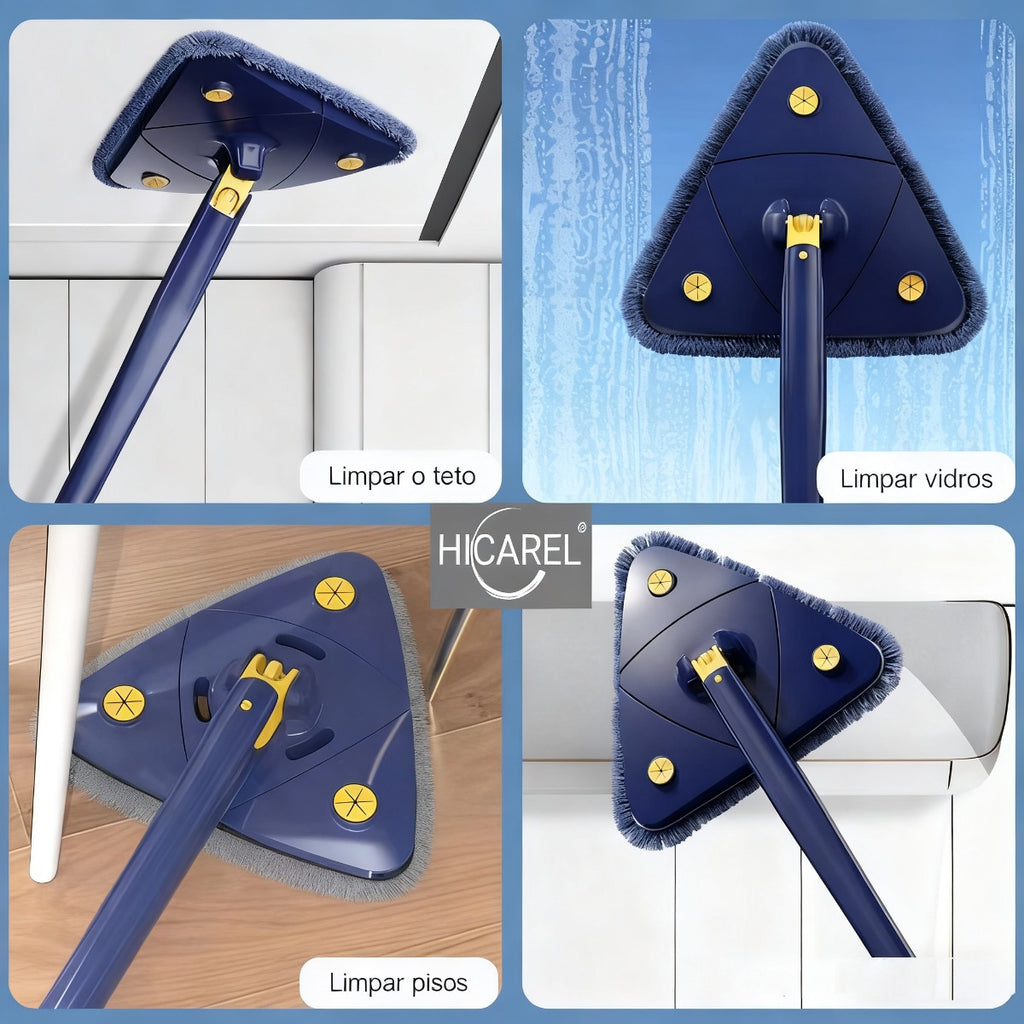 Mop Triangular com Rotação de 360° – Alta Absorção | Limpeza de Cantos sem Sujar as Mãos