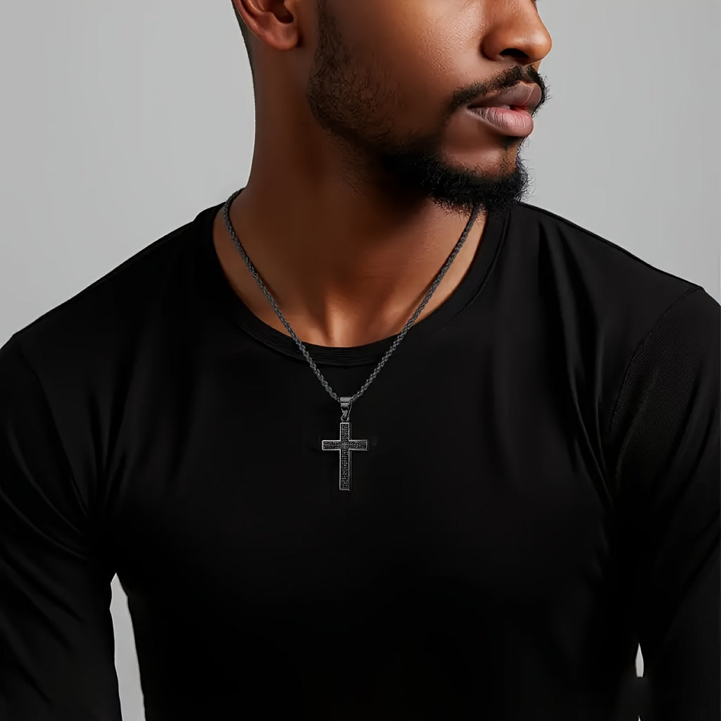 Colar com pingente de cruz em aço inoxidável 304 de alta qualidade e hipoalergênico | Banhado a ouro 18K