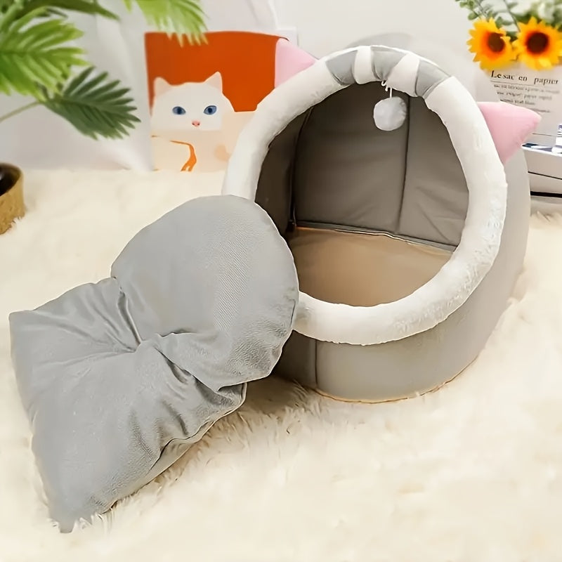 Caminha fofa para gatos, tapete macio para gatinhos, casinha confortável para gatos, cesta respirável para gatos dormirem, adequada para gatos de grande, médio e pequeno porte, para uso durante todo o ano.