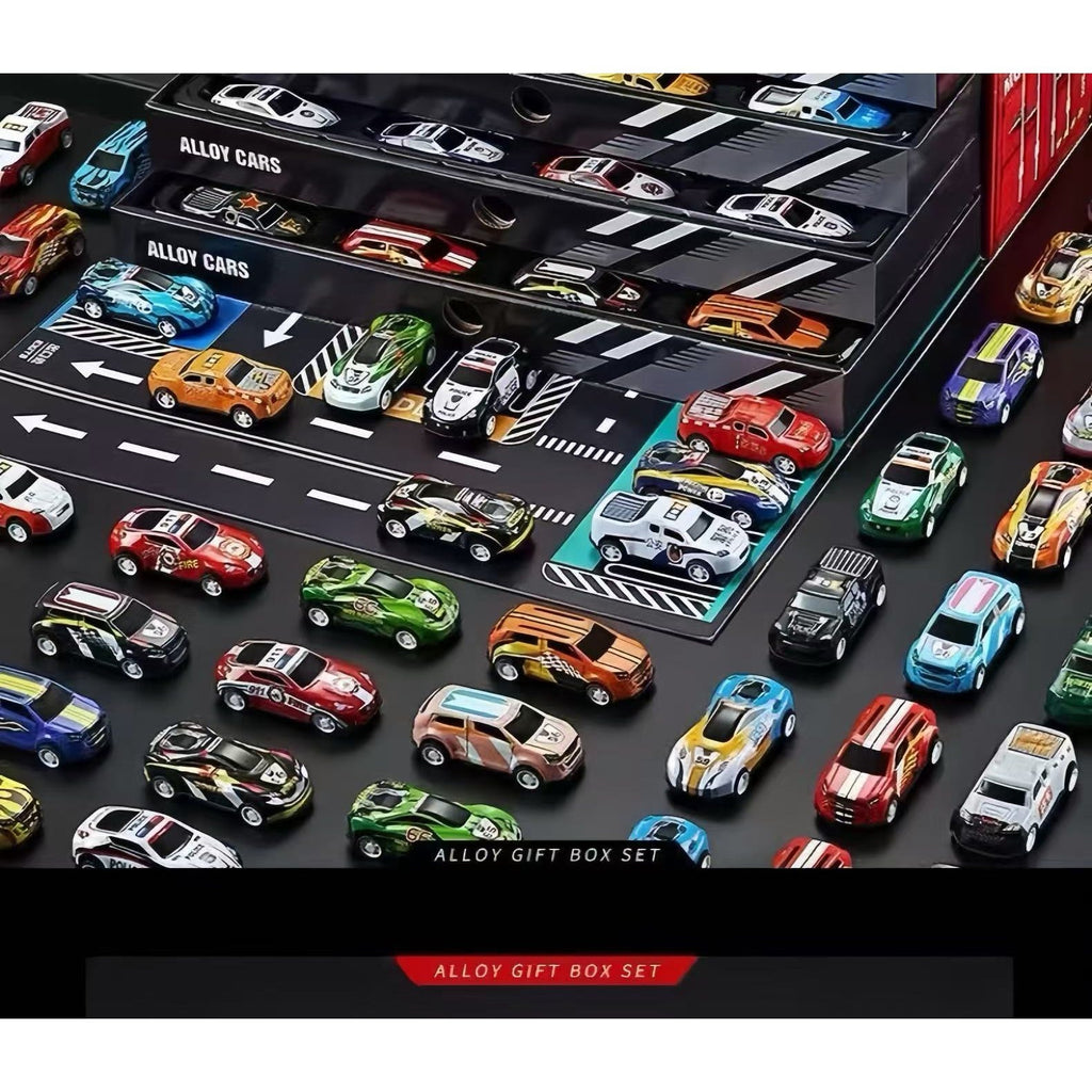 48 carrinhos de metal com marcha à ré - Mapa da cidade com trilhos duplos e estacionamento, presente