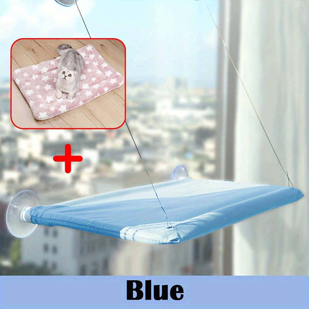 Poleiro de janela confortável para gatos - Cama tipo rede aconchegante para gatos, montada na janela.