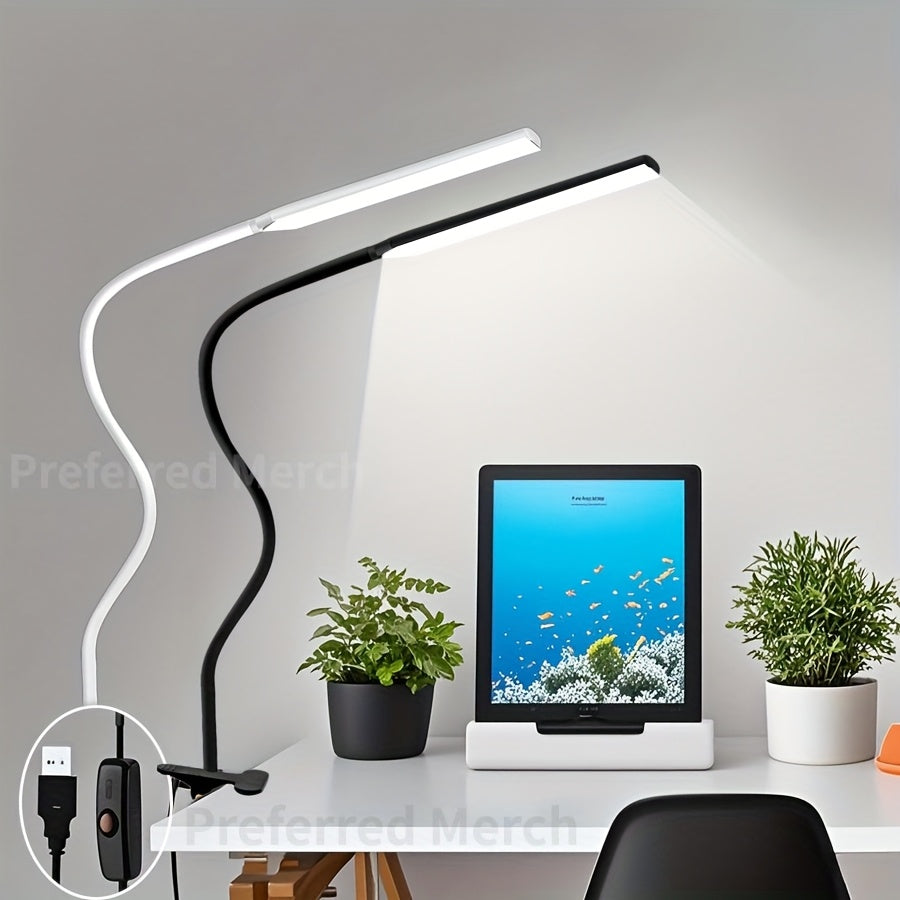 Luminária de mesa flexível com clipe e alimentação USB