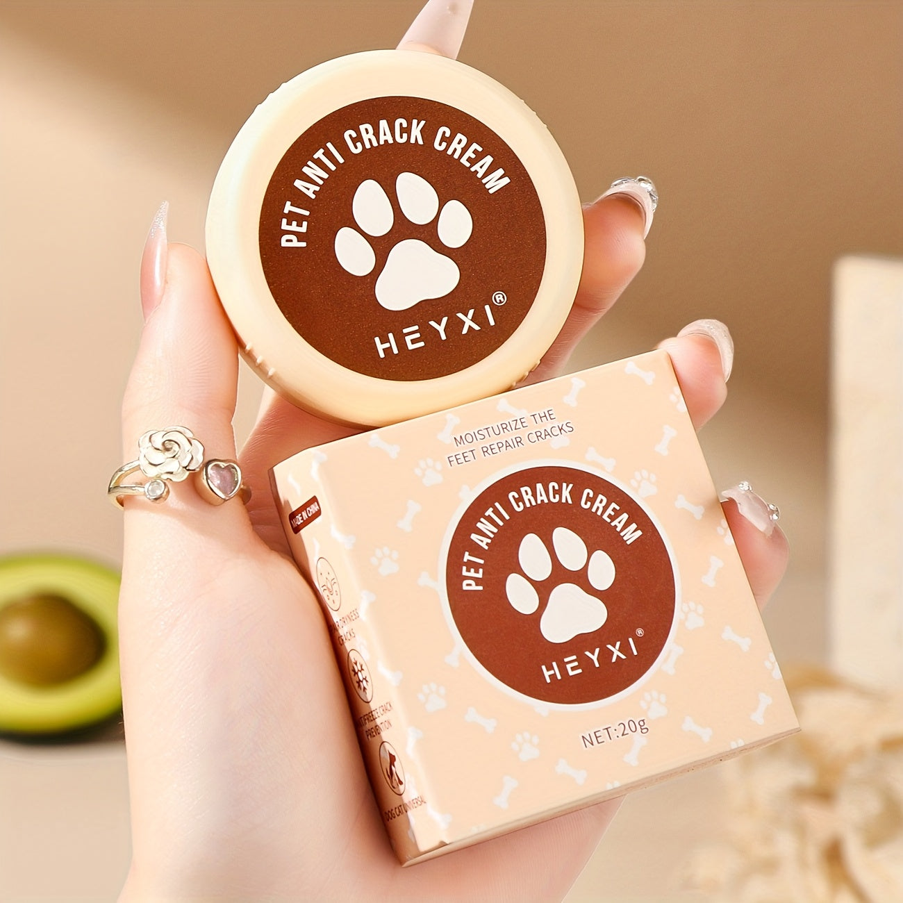 Creme hidratante para patas e focinho de animais de estimação HEYXI, 20g, creme suave e macio para cães, rápida absorção, proteção contra calor e superfícies quentes de estradas, uso universal, cuidado em todas as es