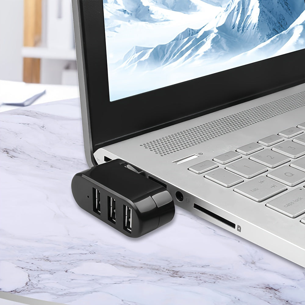 Hub USB giratório de alta qualidade para laptop e PC, mini adaptador com 3 portas