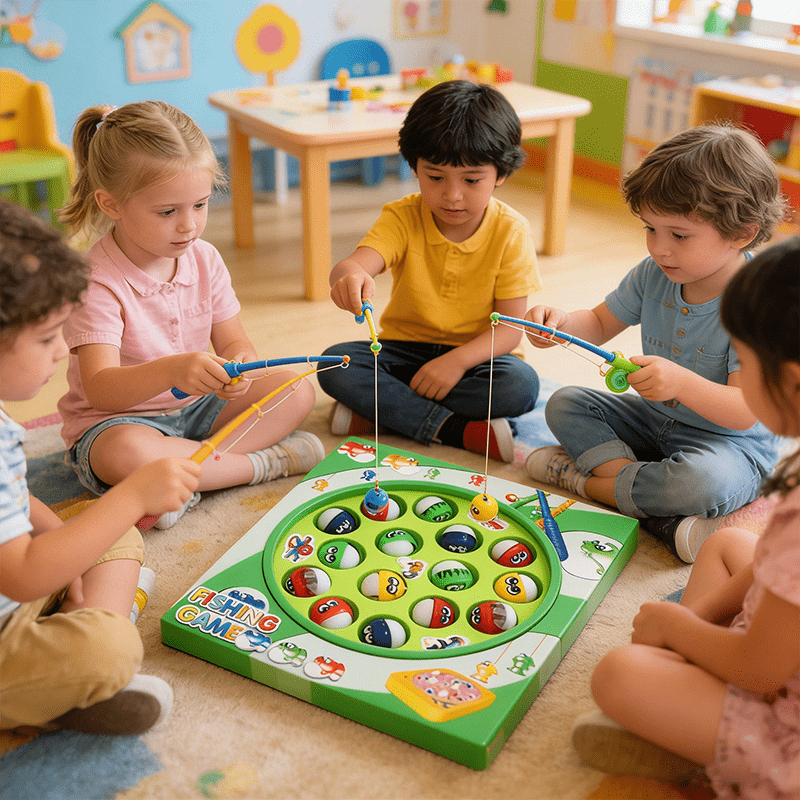 Brinquedo Educativo de Pesca Magnética para Crianças - Jogo Completo com Varas, Peixes, Aquário e Base Interativa para Crianças