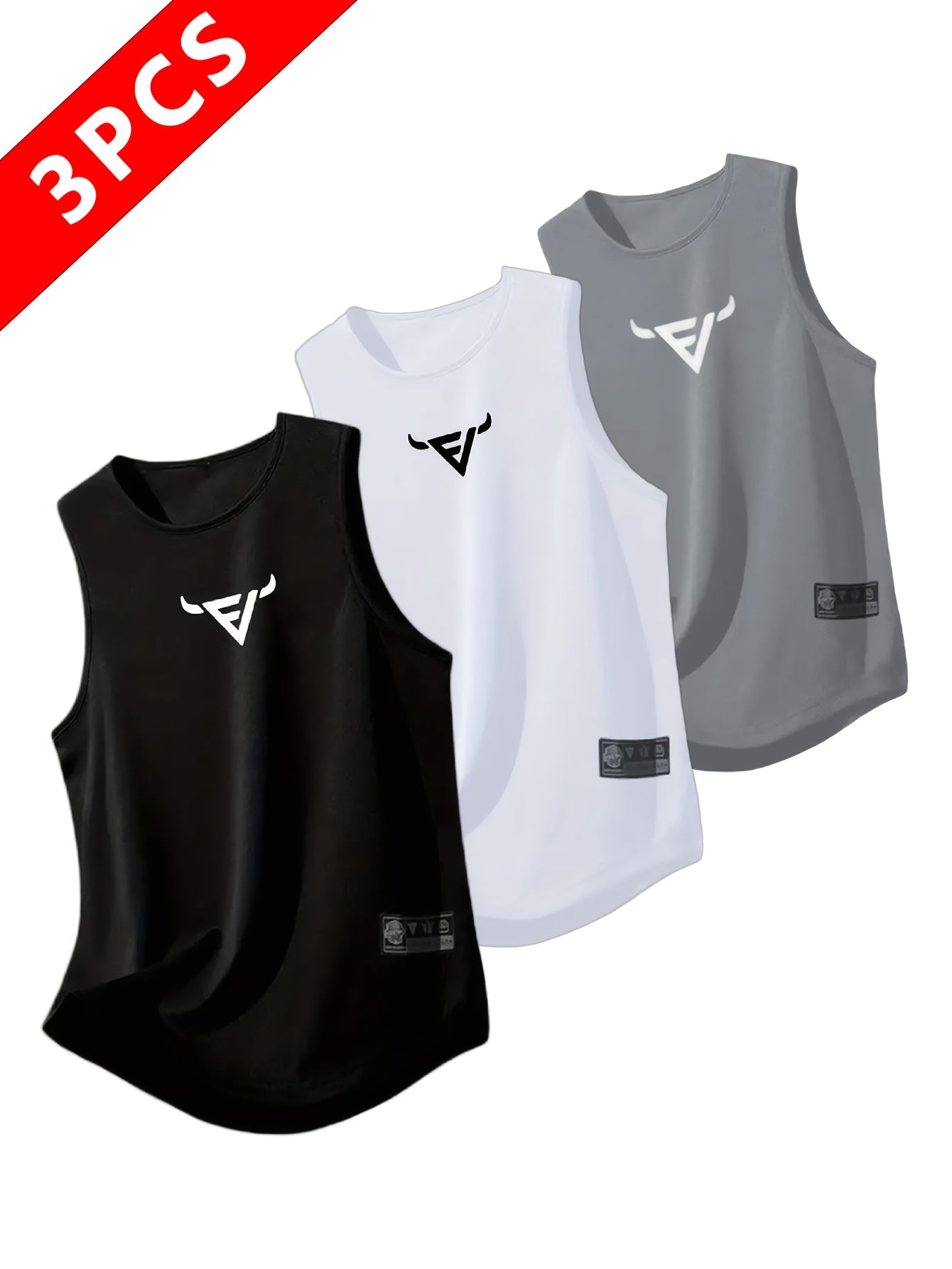 Conjunto com 3 Regatas Esportivas Masculinas – Sem Mangas, Respiráveis e de Secagem Rápida