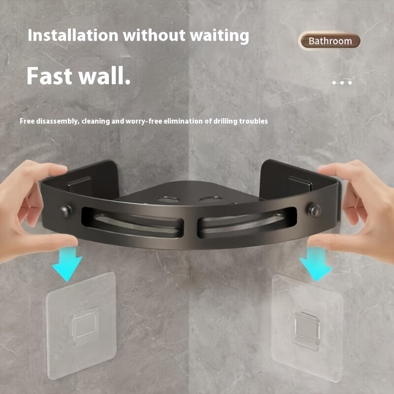 Conjunto de 3 prateleiras de canto para banheiro, ideais para guardar cosméticos e géis de banho, também servem como um suporte de parede versátil para a cozinha.