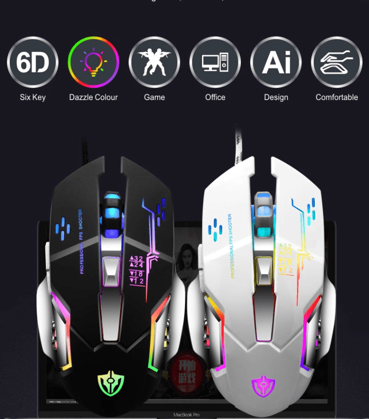 Conjunto ROG Gamer Branco com Teclado e Mouse com Fio, USB/Retroiluminação Arco-Íris, Teclado com Sensação Mecânica e Mouse com DPI Ajustável para PC, PS4, PS5 e Xbox (2 peças/1 conjunto).