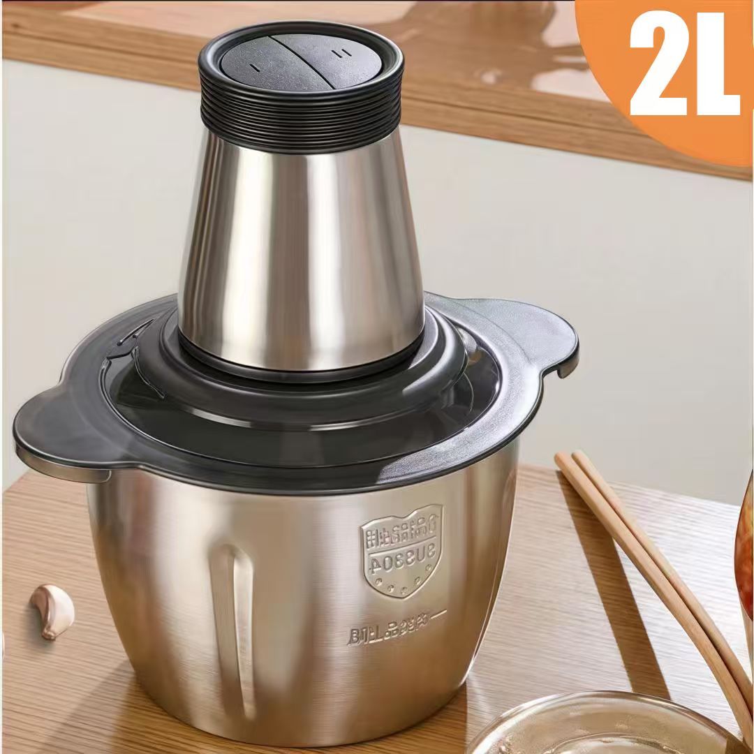 Processador de Alimentos em Aço Inoxidável, Moedor de Carne Rápido e Picador de Legumes, 5 Velocidades, Ideal para Cebolas, Alho e Saladas - Utensílio de Cozinha Essencial, Cortador de Legumes Multifuncional