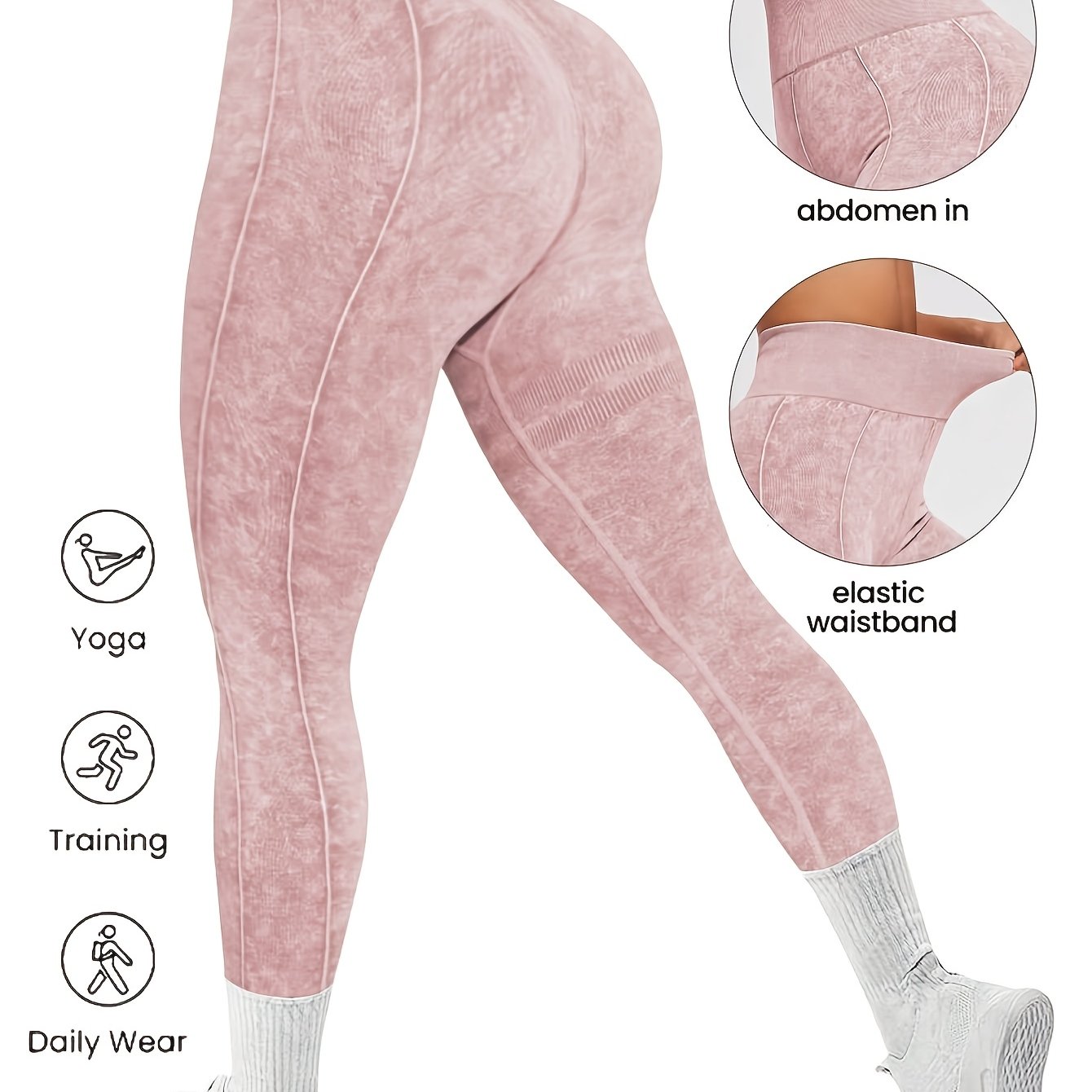 Leggings femininas estilosas e sem costura para a primavera e o verão de 2026, com lavagem que imita jeans. Altamente elásticas, confortáveis, respiráveis e com cintura alta para levantar o bumbum e modelar a silhue