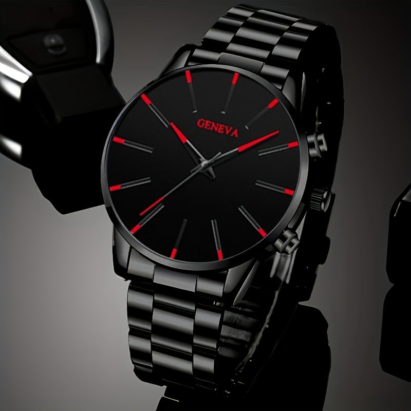 Conjunto de 4 peças de relógios de quartzo redondos masculinos