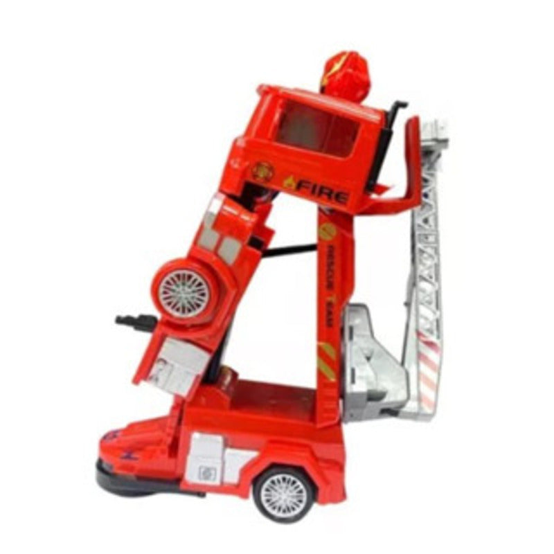 Caminhão de bombeiros vermelho com jato de água, efeitos sonoros e luminosos.