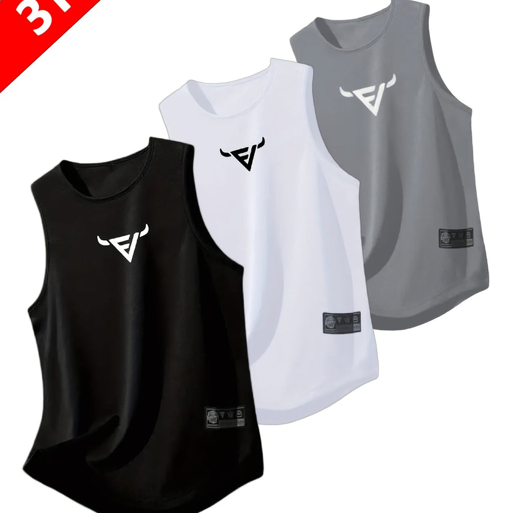 Conjunto com 3 Regatas Esportivas Masculinas – Sem Mangas, Respiráveis e de Secagem Rápida