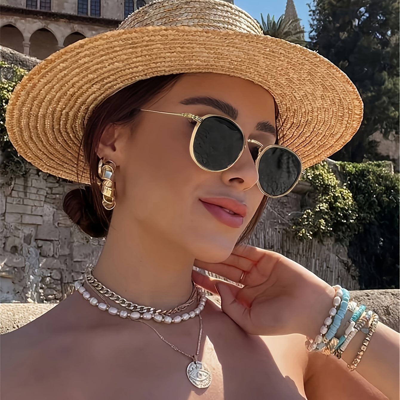 Óculos retrô com armação redonda