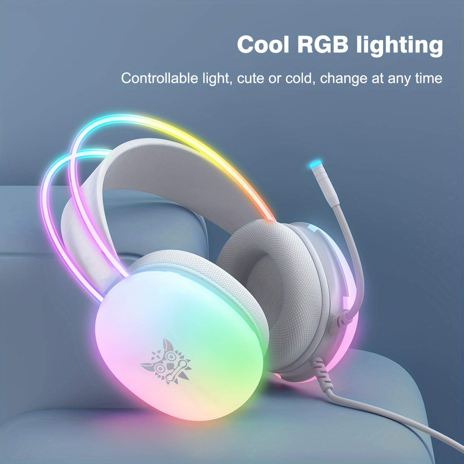 Fones de ouvido para jogos ONIKUMA X25 com microfone | Iluminação RGB completa, som surround 7.1 intra-auricular com redução de ruído, conector de 3,5 mm com fio para PS4, PS5, Xbox One e PC - Não compatível com USB