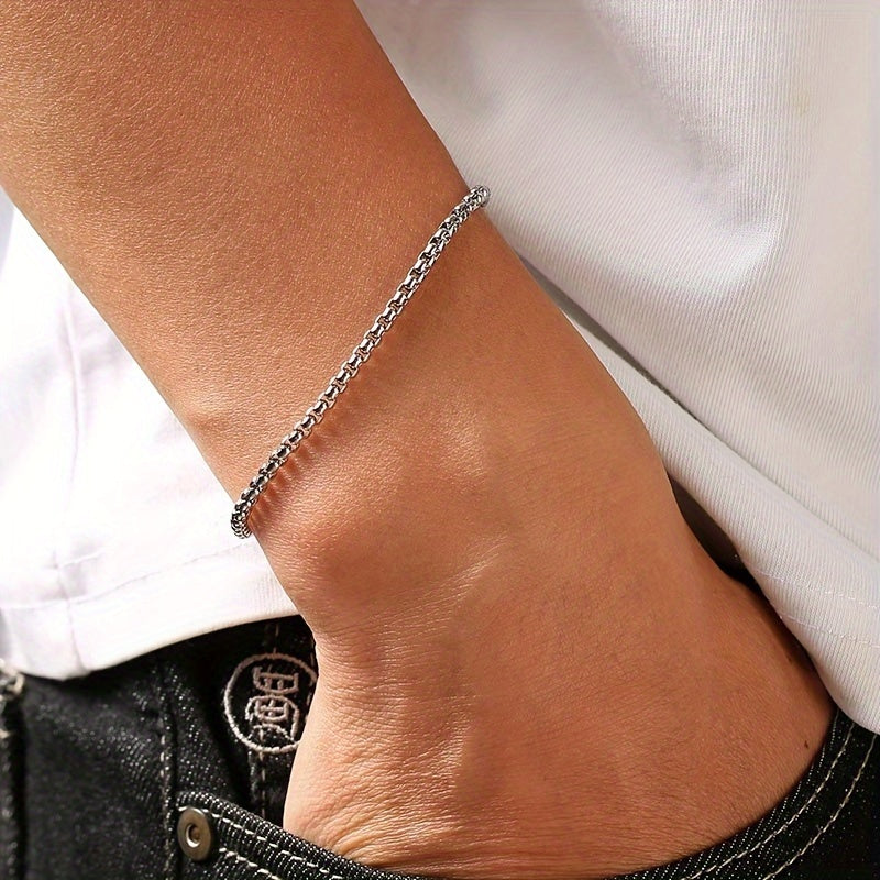 Conjunto de 6 pulseiras masculinas de aço inoxidável de alta qualidade, 19 cm, resistentes ao desbotamento.