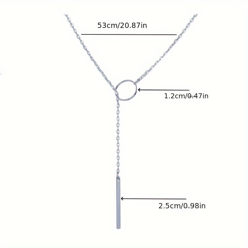Colar feminino étnico e minimalista com pingente de liga metálica em formato de círculo e haste, corrente única