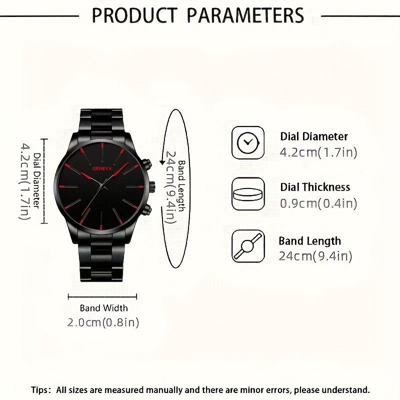 Conjunto de 4 peças de relógios de quartzo redondos masculinos