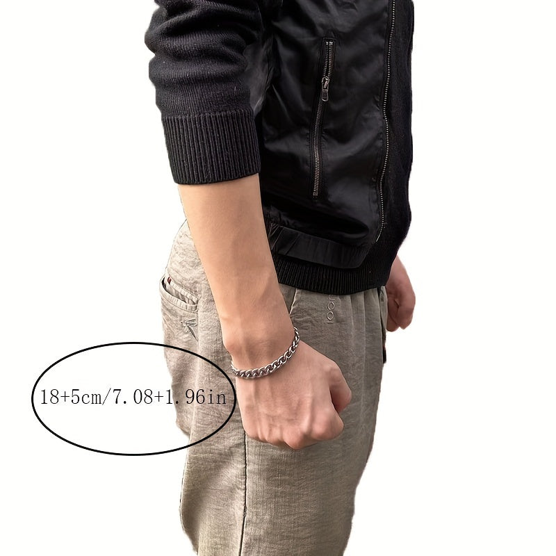 Pulseira masculina de aço inoxidável com elos cubanos