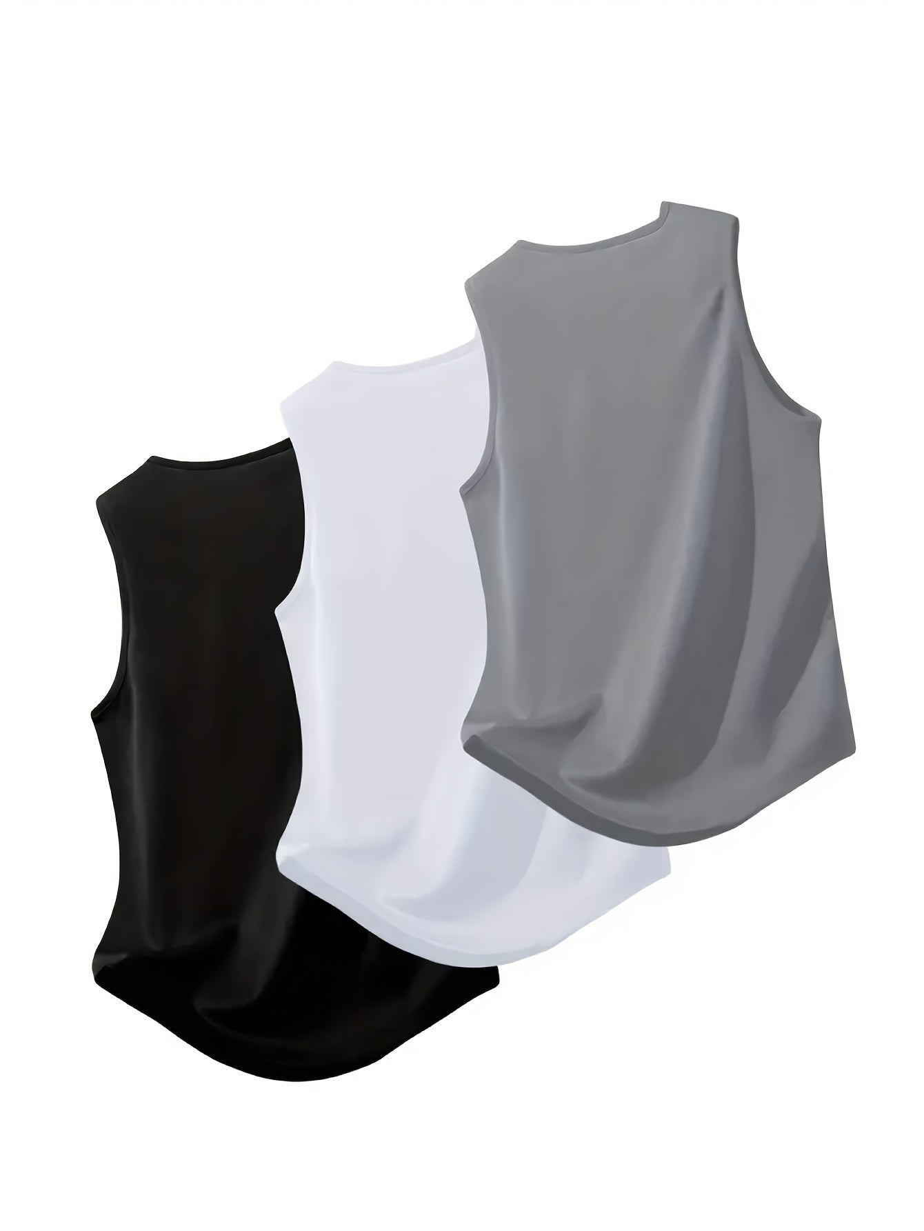 Conjunto com 3 Regatas Esportivas Masculinas – Sem Mangas, Respiráveis e de Secagem Rápida