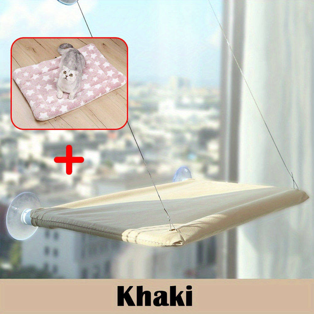 Poleiro de janela confortável para gatos - Cama tipo rede aconchegante para gatos, montada na janela.