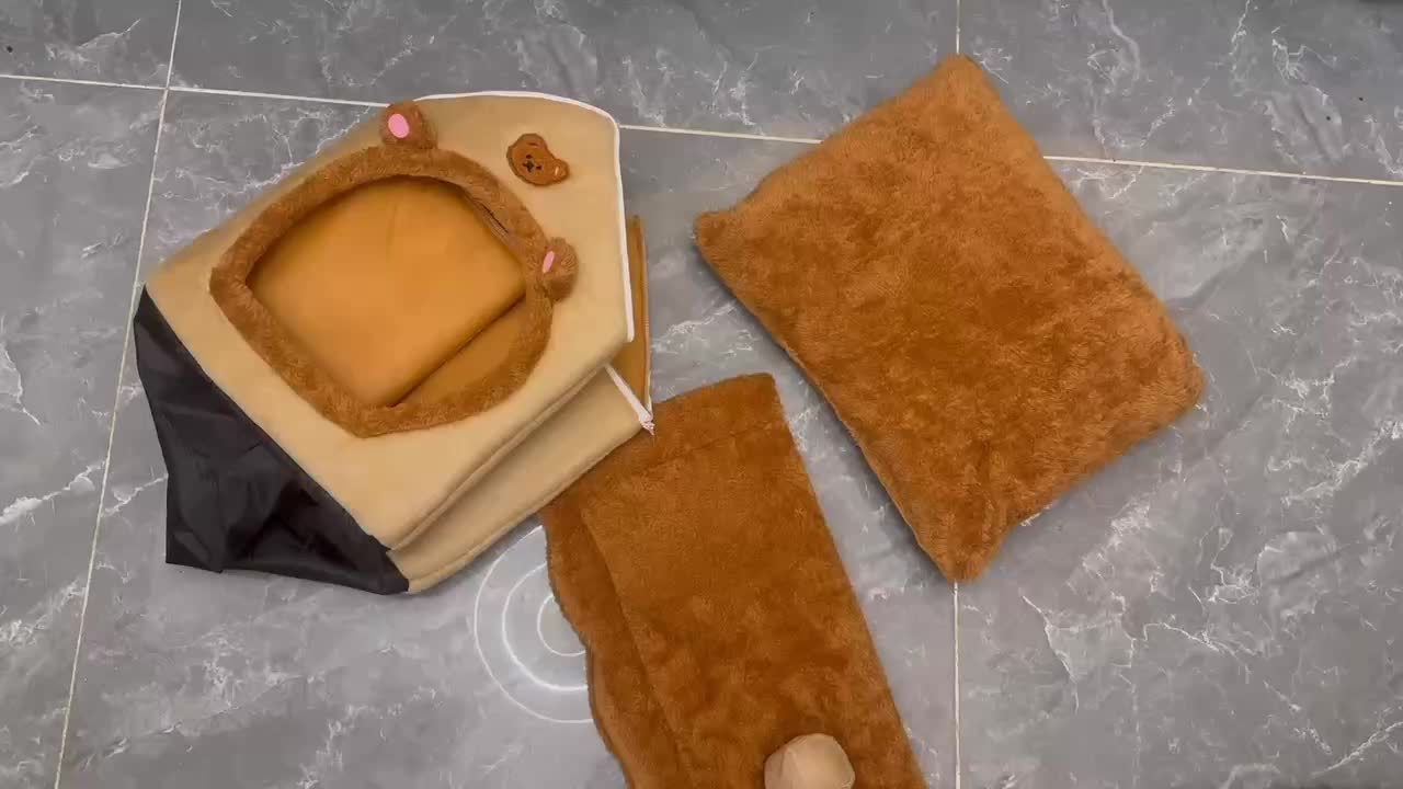 Casinha marrom para cachorro e gato, 2 em 1