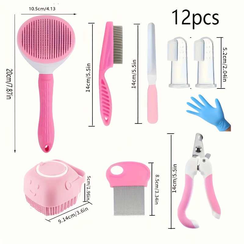 Kit de luxo para higiene de cães e gatos com 7 ou 12 peças