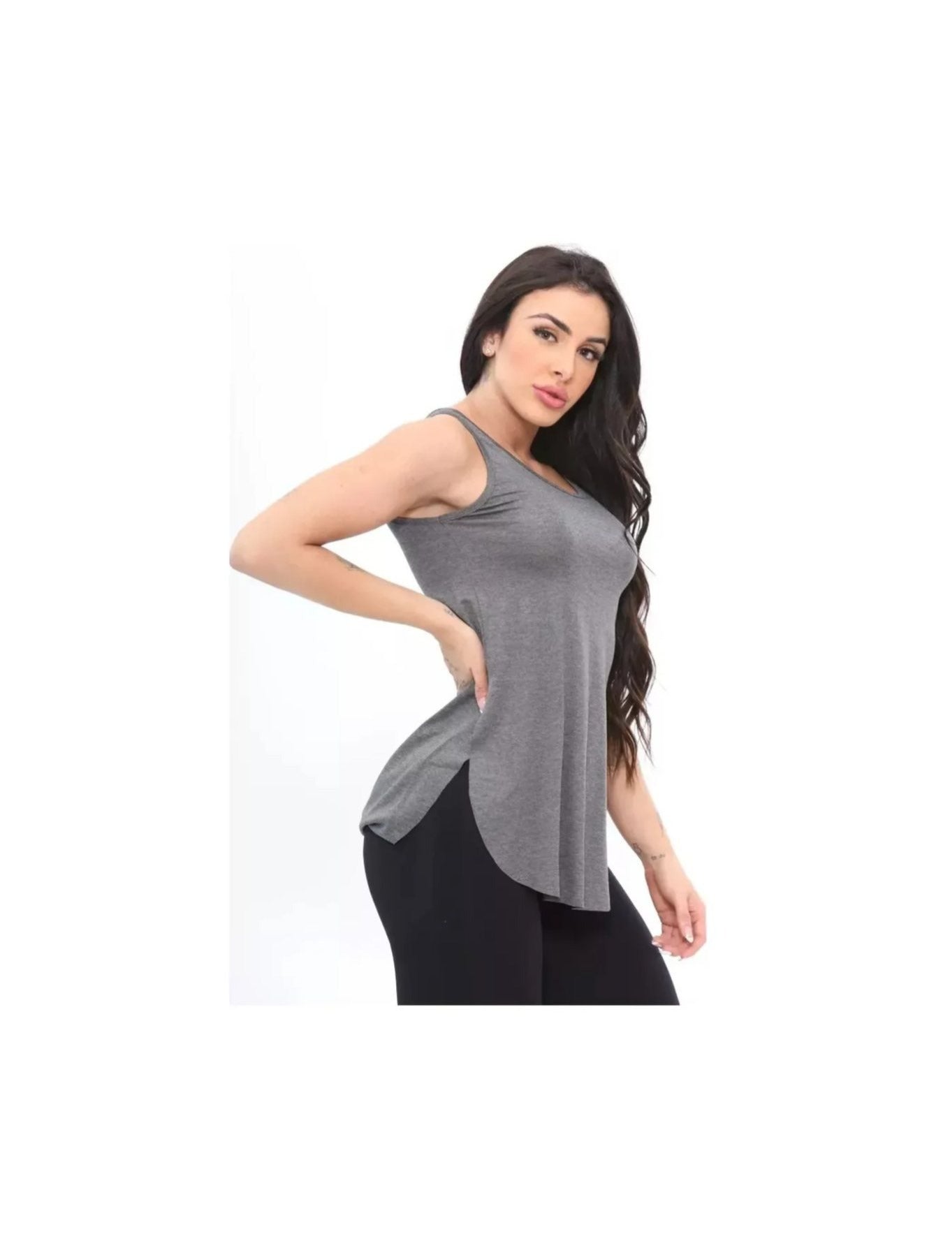 Conjunto de regata feminina de 4 peças - Blusa que cobre o bumbum