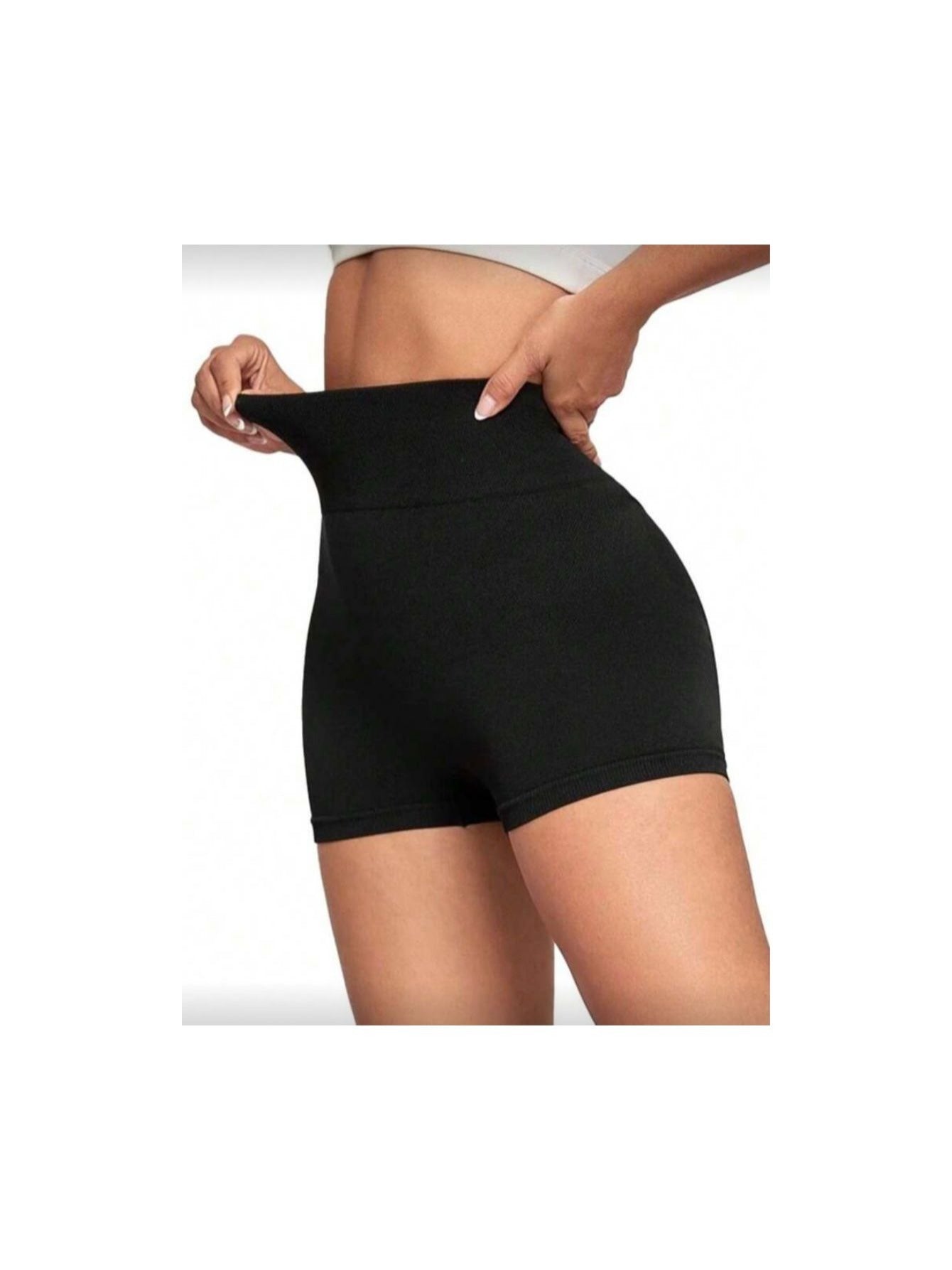 Suplex preta e cinza, cintura alta, não transparente, Fitness Academy