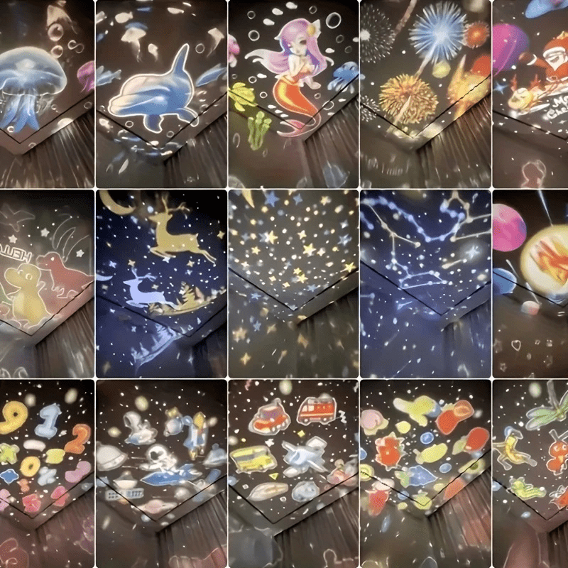 Projetor de Luz Noturna em Formato de Carrossel – Rosa | Projeção 360°