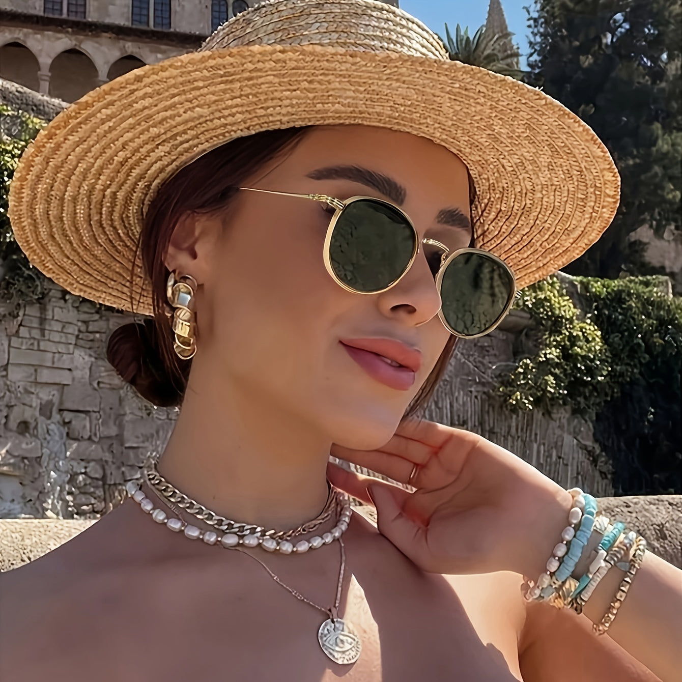 Óculos retrô com armação redonda