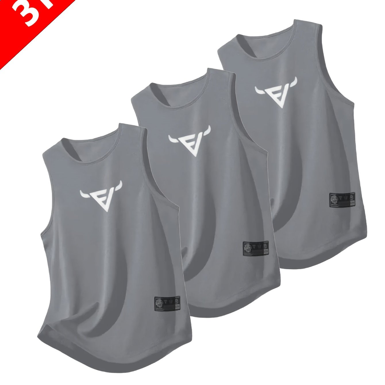 Conjunto com 3 Regatas Esportivas Masculinas – Sem Mangas, Respiráveis e de Secagem Rápida