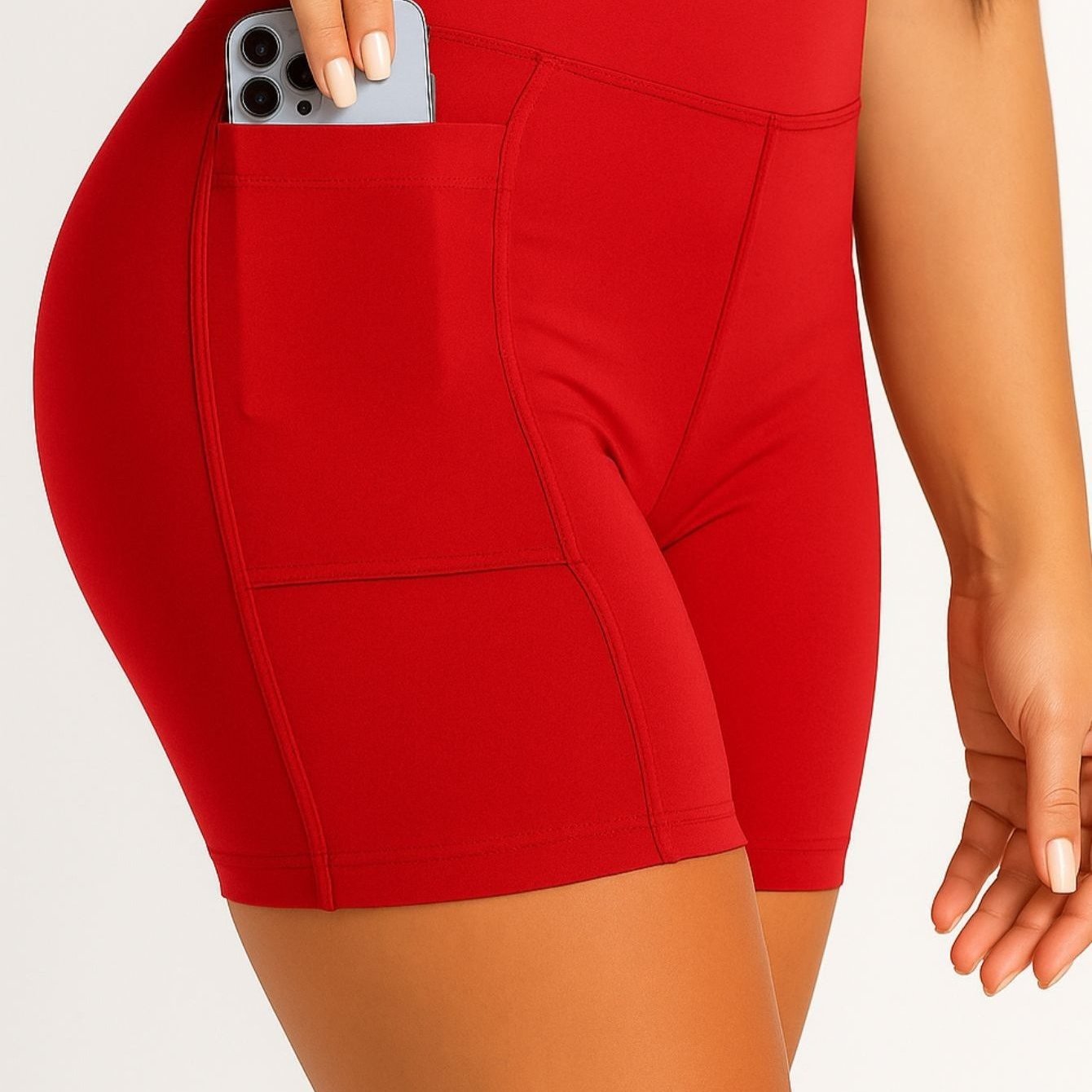 Shorts de ginástica com bolso, modelador que levanta o bumbum e cintura alta.