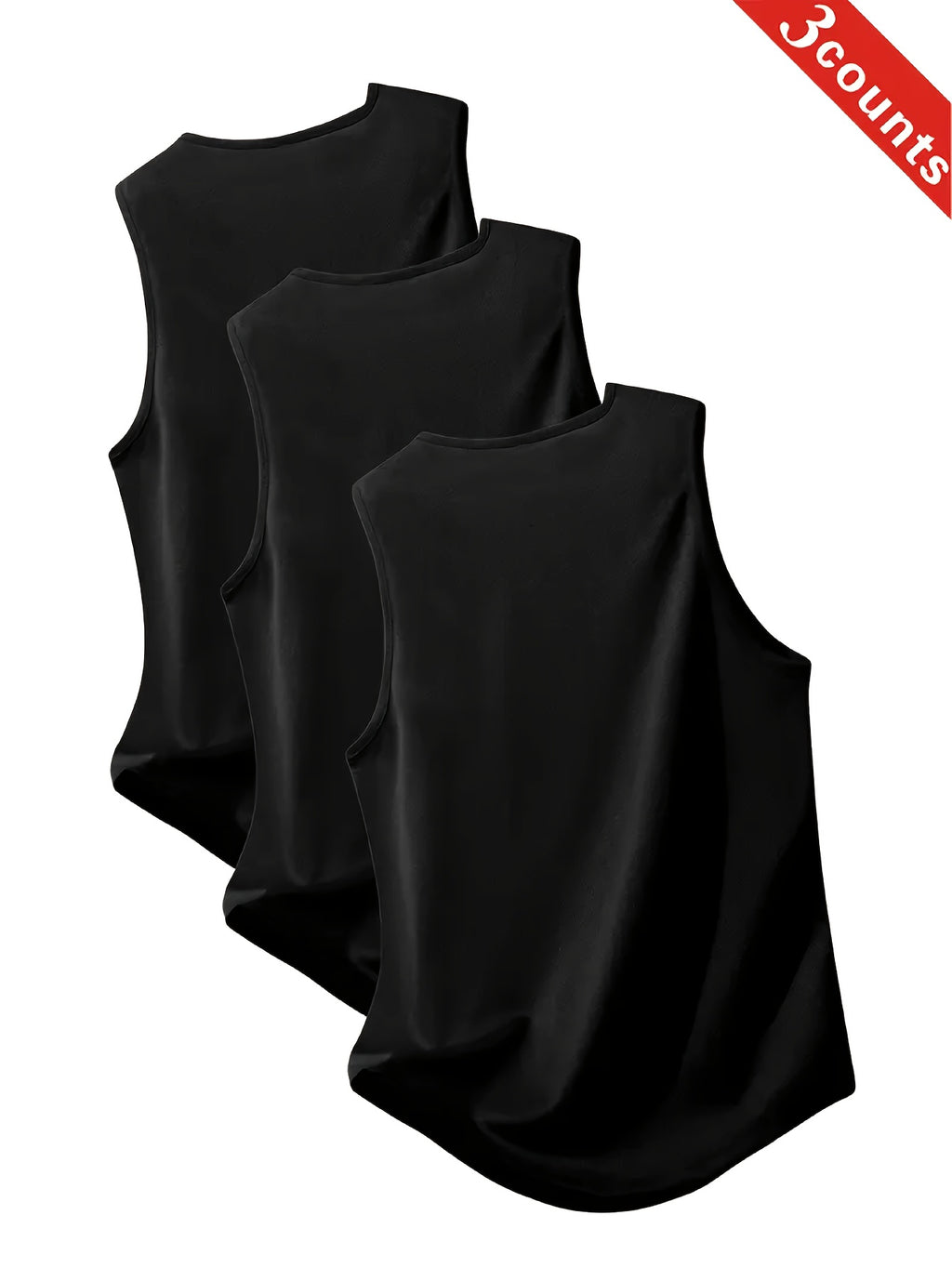 Conjunto com 3 Regatas Esportivas Masculinas – Sem Mangas, Respiráveis e de Secagem Rápida