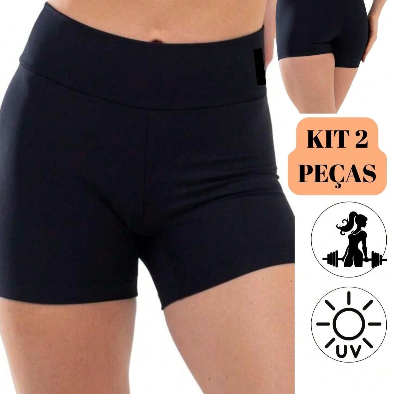 Conjunto com 2 shorts de cintura alta