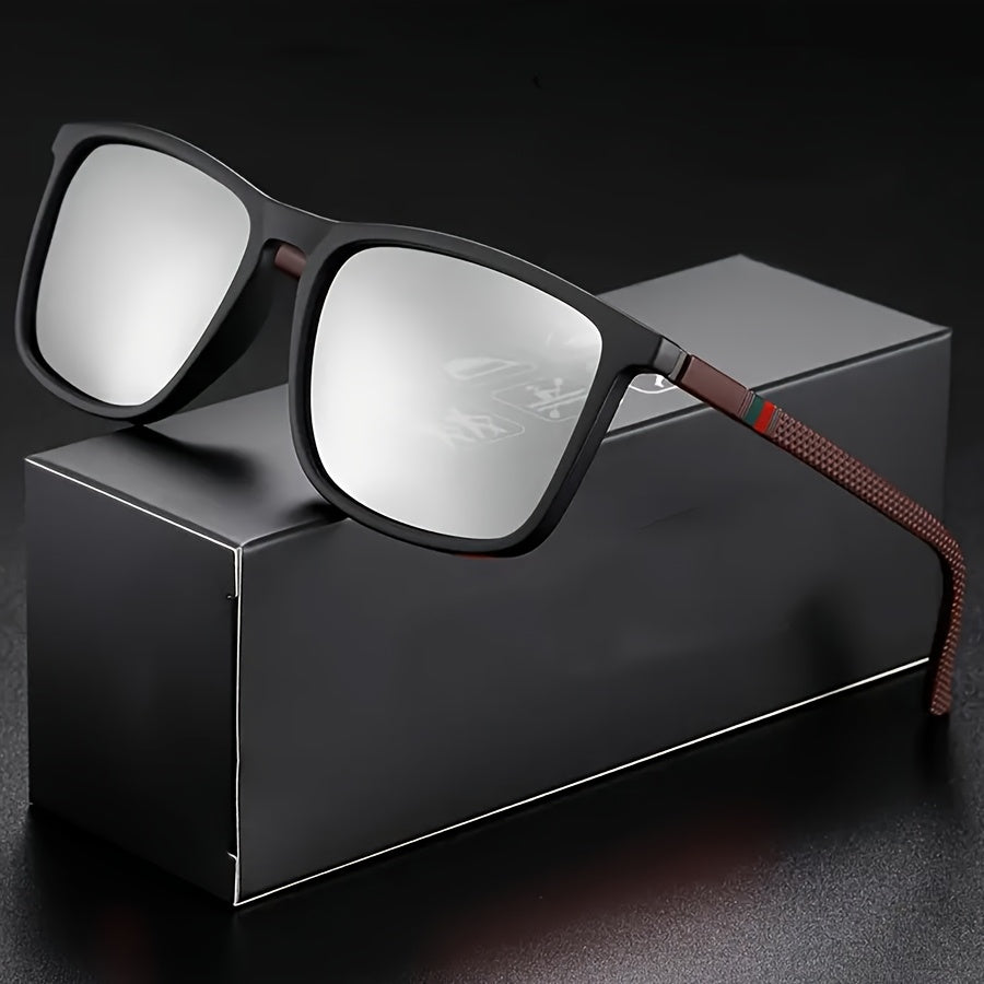 Óculos masculinos retangulares clássicos, com armação preta confortável e leve