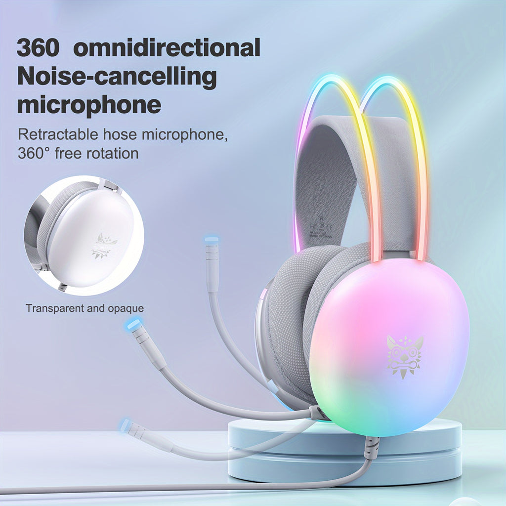 Fones de ouvido para jogos ONIKUMA X25 com microfone | Iluminação RGB completa, som surround 7.1 intra-auricular com redução de ruído, conector de 3,5 mm com fio para PS4, PS5, Xbox One e PC - Não compatível com USB