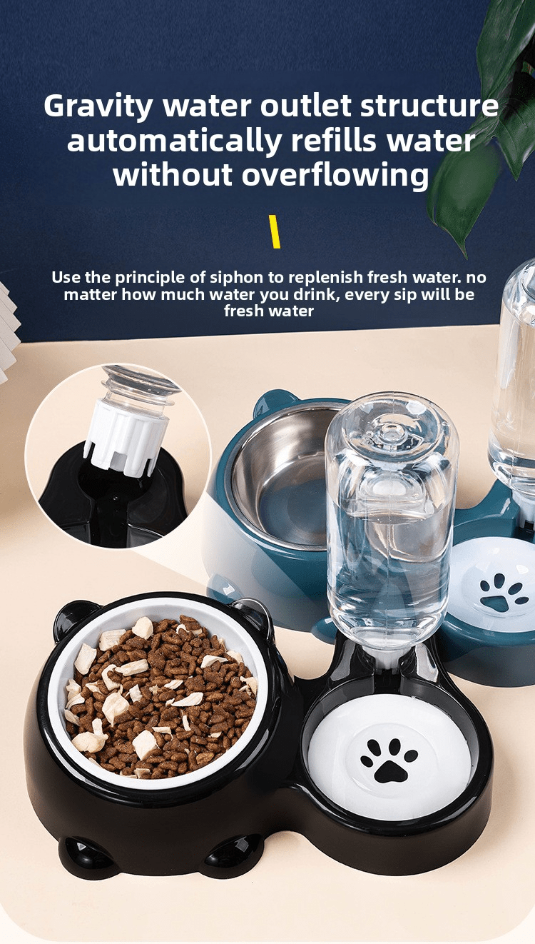 Tigela dupla para animais de estimação em aço inoxidável