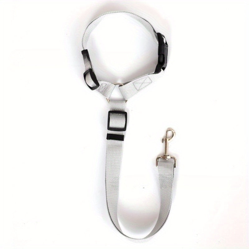 Cinto de segurança ajustável para animais de estimação, com guia de nylon 2 em 1 e cinto para o banco traseiro - Coleira resistente na cor roxa para viagens seguras, lavar à mão, fivelas de metal robustas.