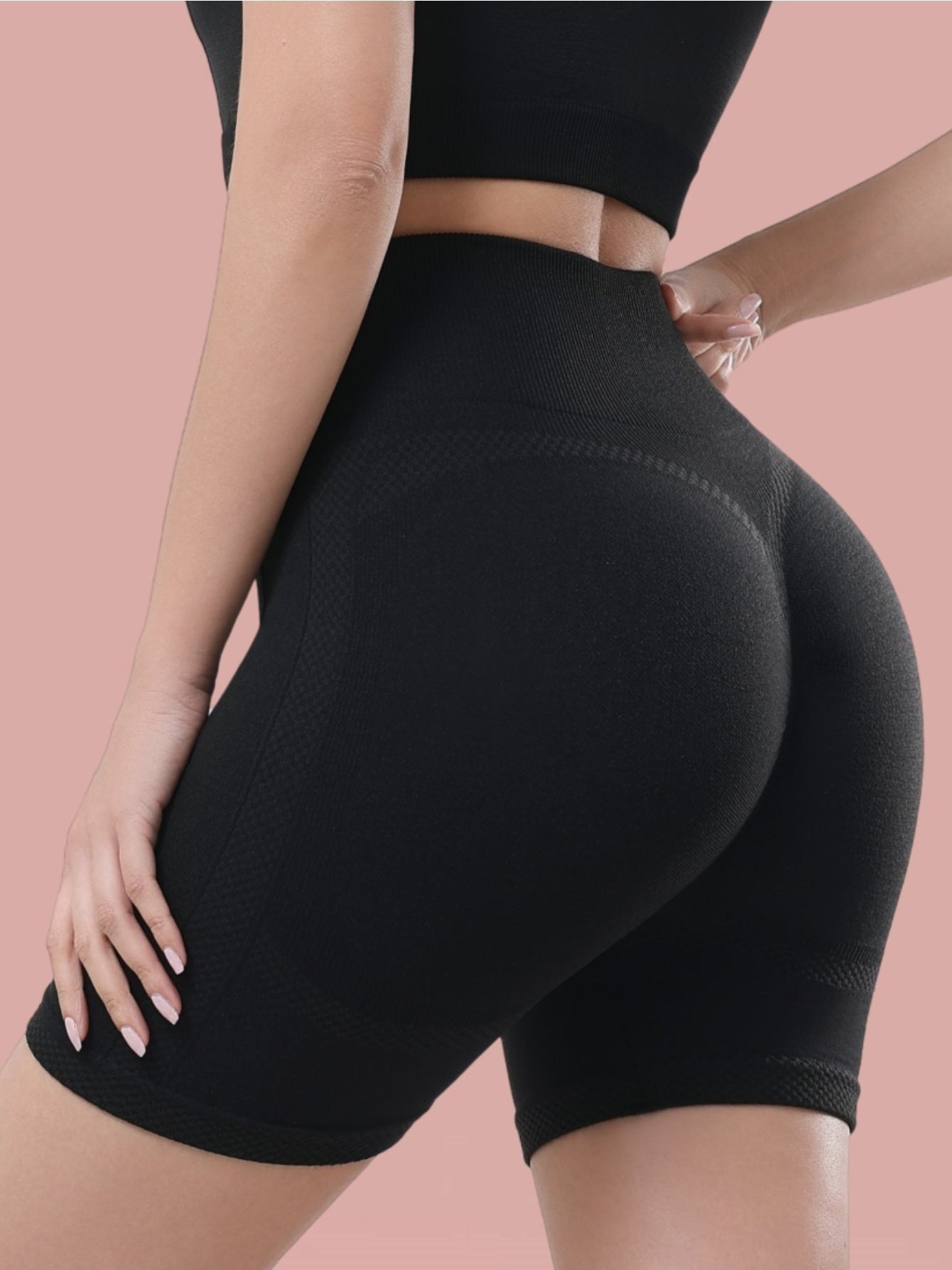 Shorts fitness sem costura de cintura alta