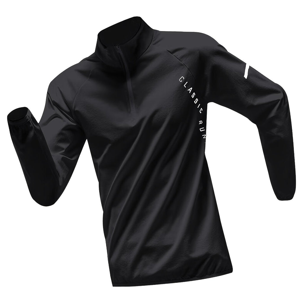 Camiseta Esportiva Masculina de Manga Comprida com Meio Zíper