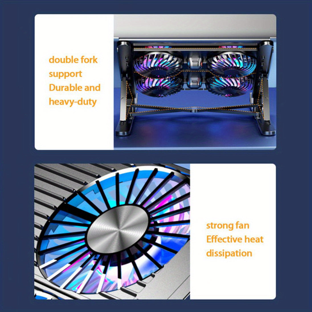 Suporte dobrável para laptop com cooler, compatível com laptops de 11 a 17,3 polegadas