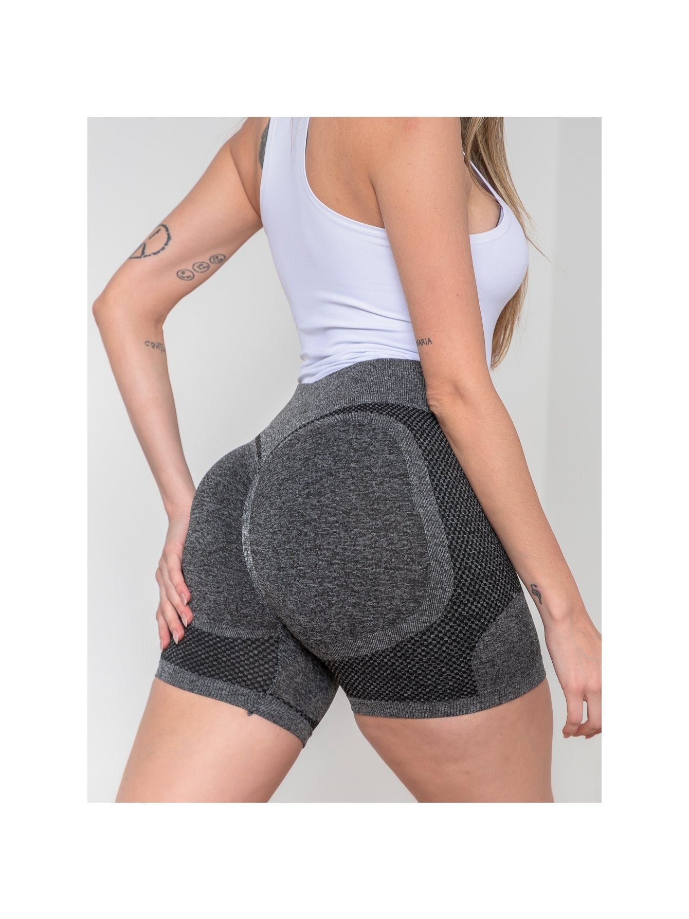 Shorts de ginástica femininos de cintura alta com compressão que levantam o bumbum