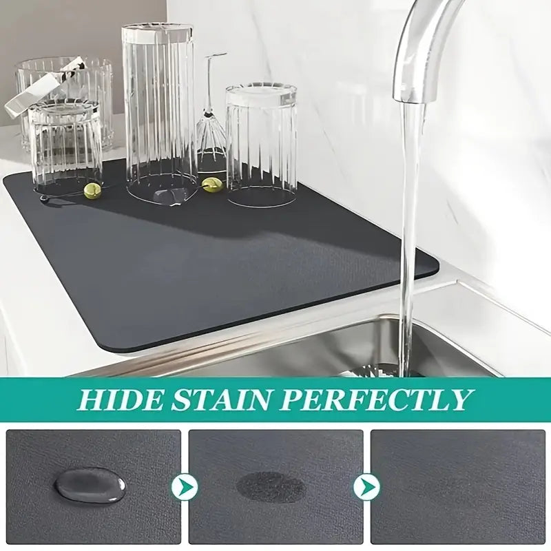 Tapete de secagem de cozinha antiderrapante, superabsorvente e de secagem rápida para copos.