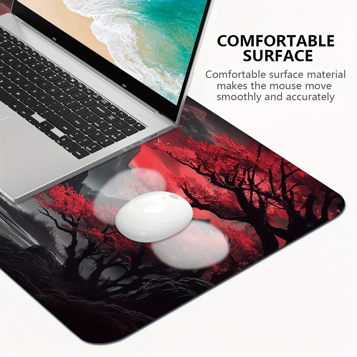 Tapete de teclado gamer extragrande e durável com estampa de lua escura