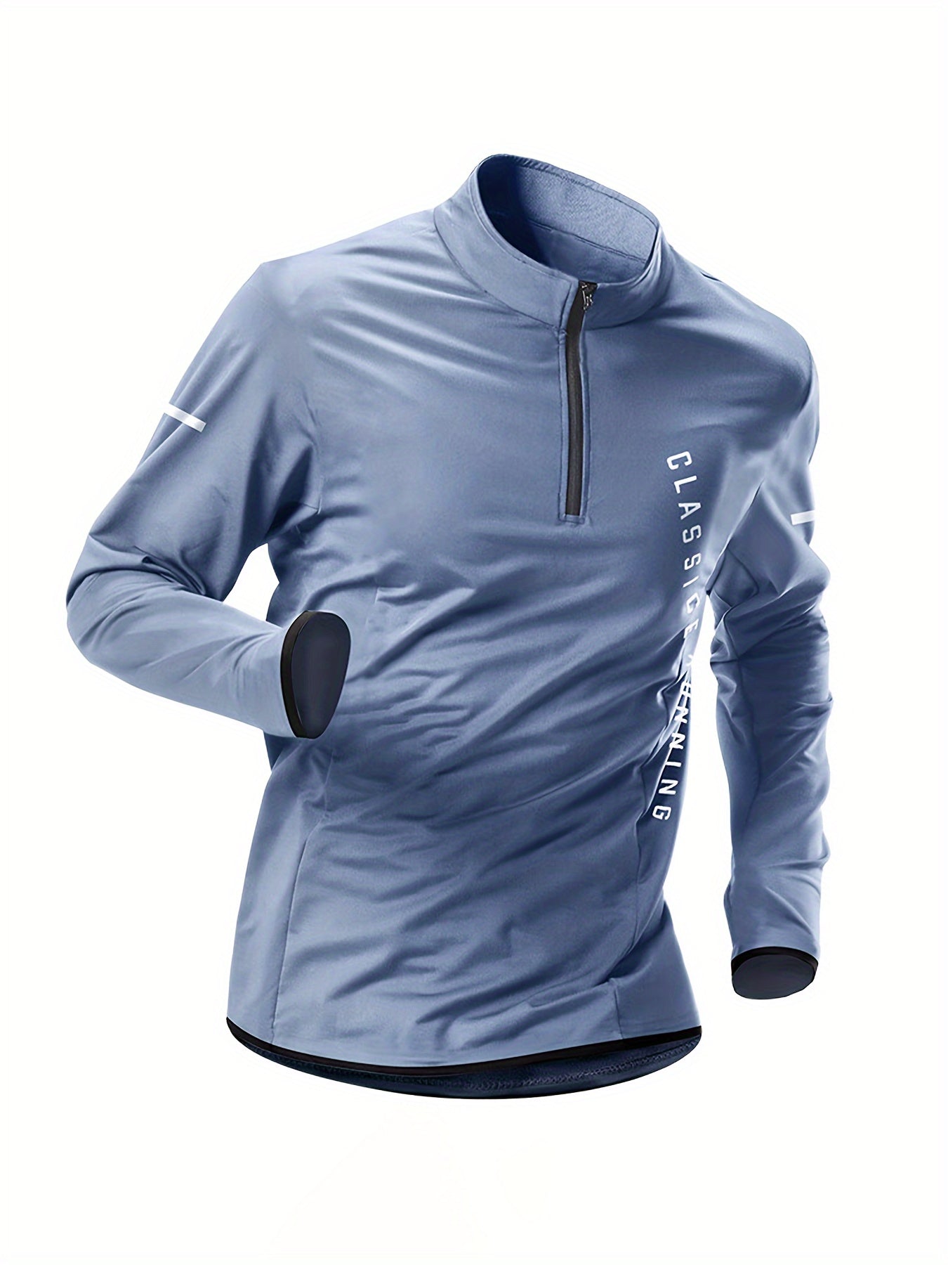 Camiseta Esportiva Masculina de Manga Comprida com Meio Zíper