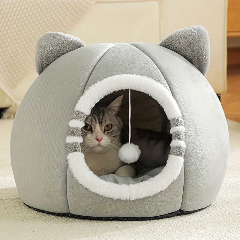 Cama para gatos de interior, casinha lavável à máquina com tapete macio, ideal para todas as raças de gatos, perfeita para um sono profundo.