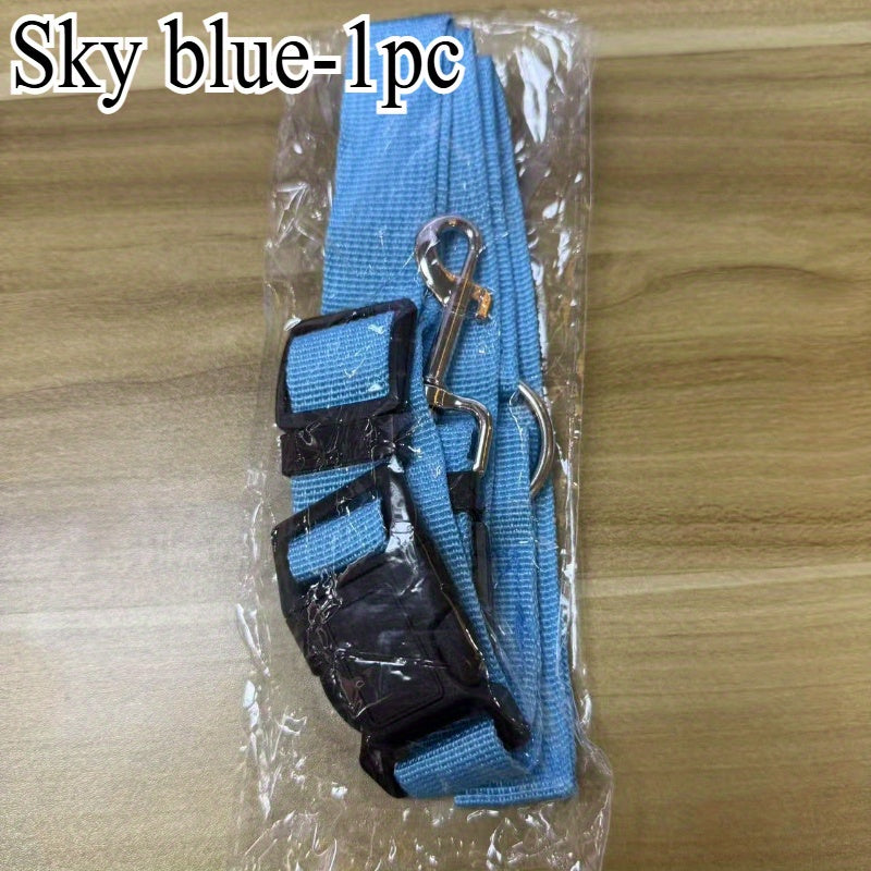 Cinto de segurança ajustável para animais de estimação, com guia de nylon 2 em 1 e cinto para o banco traseiro - Coleira resistente na cor roxa para viagens seguras, lavar à mão, fivelas de metal robustas.