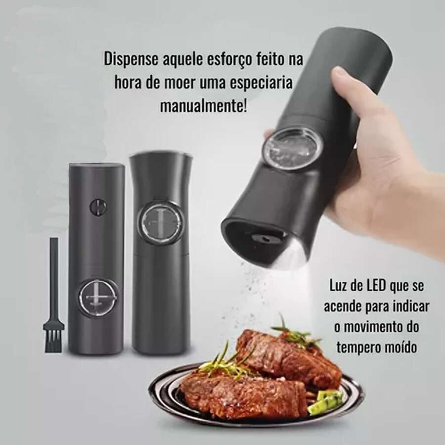 Melhor moedor elétrico automático de sal, pimenta e especiarias com ajuste de moagem.